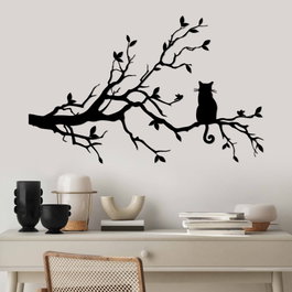 Wallity Cat 12 Escultura de Pared Metálica Negra 80x50 cm
